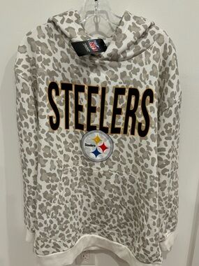 Gameday Couture NEW Pittsburgh Steelers Sideline Hooded Leopard Fleece Pullover